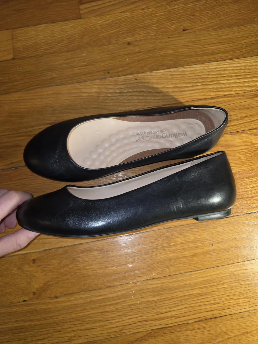 New Walking Cradles Reece Black Leather Flats 7.5 WW